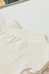 Beige Ruffle Flutter Sleeve High Neck Ribbed Blouse